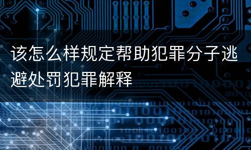 该怎么样规定帮助犯罪分子逃避处罚犯罪解释