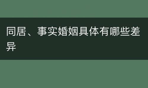 同居、事实婚姻具体有哪些差异