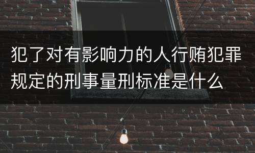 犯了对有影响力的人行贿犯罪规定的刑事量刑标准是什么