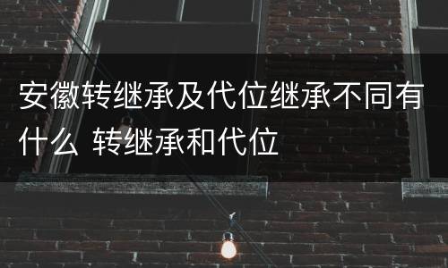 安徽转继承及代位继承不同有什么 转继承和代位