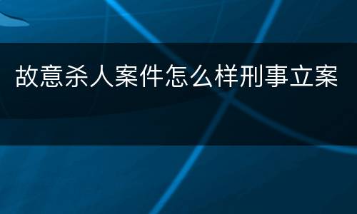 故意杀人案件怎么样刑事立案