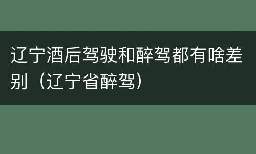 辽宁酒后驾驶和醉驾都有啥差别（辽宁省醉驾）