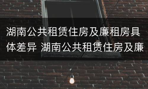 湖南公共租赁住房及廉租房具体差异 湖南公共租赁住房及廉租房具体差异是什么