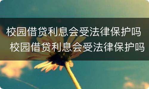 校园借贷利息会受法律保护吗 校园借贷利息会受法律保护吗知乎
