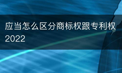 应当怎么区分商标权跟专利权2022