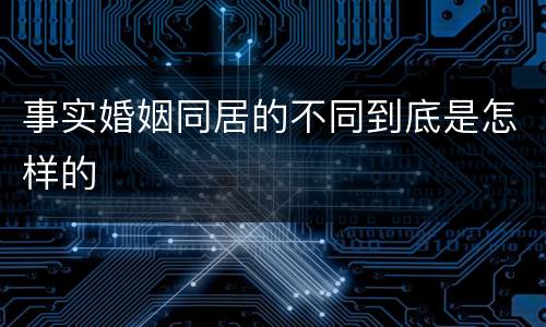 事实婚姻同居的不同到底是怎样的