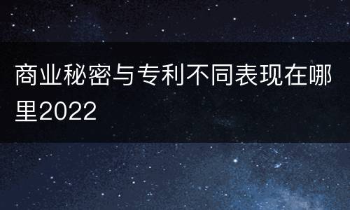 商业秘密与专利不同表现在哪里2022