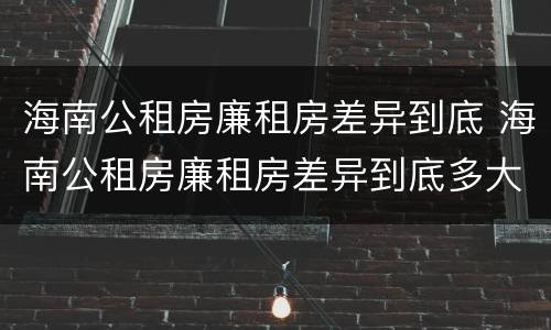 海南公租房廉租房差异到底 海南公租房廉租房差异到底多大