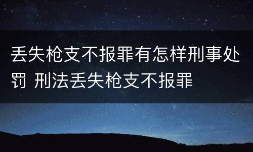 丢失枪支不报罪有怎样刑事处罚 刑法丢失枪支不报罪