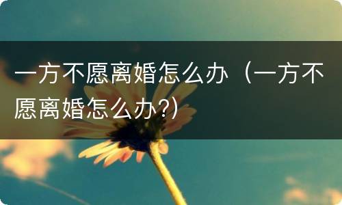 一方不愿离婚怎么办（一方不愿离婚怎么办?）