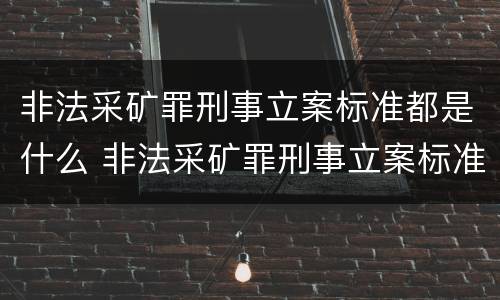 非法采矿罪刑事立案标准都是什么 非法采矿罪刑事立案标准都是什么意思