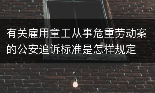 有关雇用童工从事危重劳动案的公安追诉标准是怎样规定