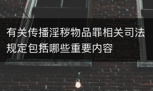 有关传播淫秽物品罪相关司法规定包括哪些重要内容