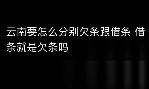 云南要怎么分别欠条跟借条 借条就是欠条吗