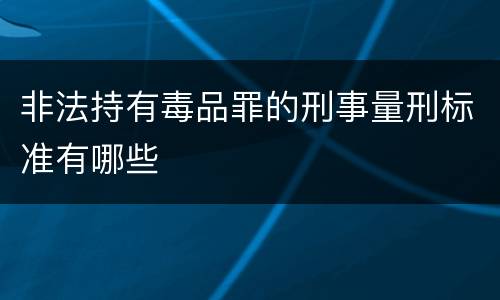 非法持有毒品罪的刑事量刑标准有哪些