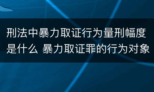 刑法中暴力取证行为量刑幅度是什么 暴力取证罪的行为对象是