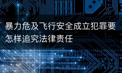 暴力危及飞行安全成立犯罪要怎样追究法律责任
