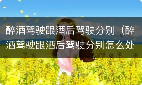 醉酒驾驶跟酒后驾驶分别（醉酒驾驶跟酒后驾驶分别怎么处罚）