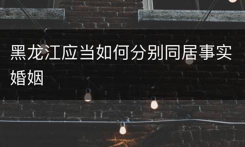 黑龙江应当如何分别同居事实婚姻