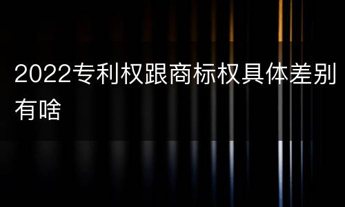 2022专利权跟商标权具体差别有啥