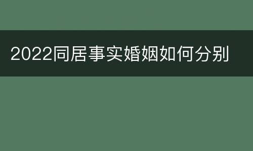 2022同居事实婚姻如何分别