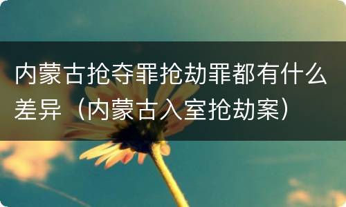 内蒙古抢夺罪抢劫罪都有什么差异（内蒙古入室抢劫案）