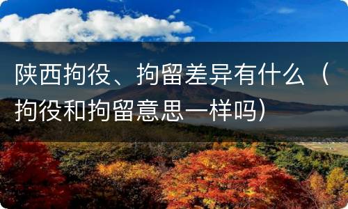 陕西拘役、拘留差异有什么（拘役和拘留意思一样吗）