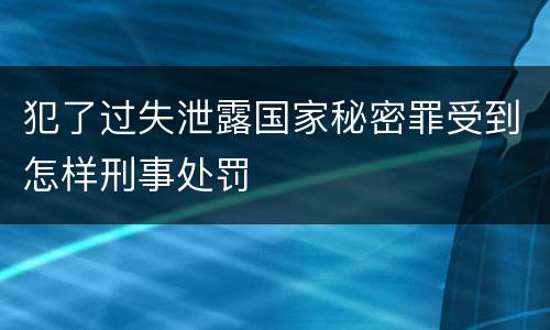 犯了过失泄露国家秘密罪受到怎样刑事处罚