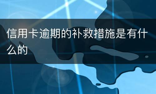 信用卡逾期的补救措施是有什么的