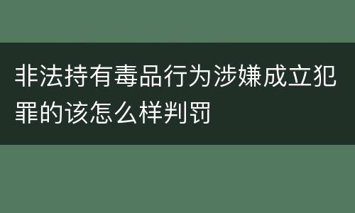 非法持有毒品行为涉嫌成立犯罪的该怎么样判罚