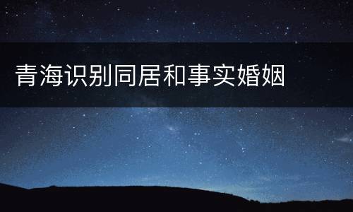 青海识别同居和事实婚姻