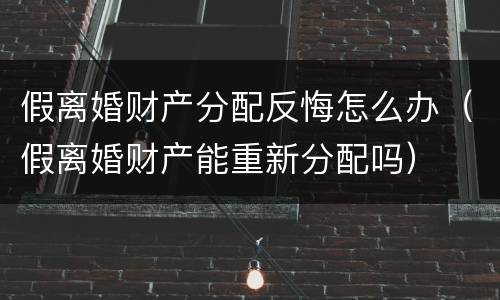 假离婚财产分配反悔怎么办（假离婚财产能重新分配吗）