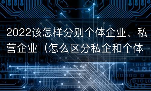 2022该怎样分别个体企业、私营企业（怎么区分私企和个体）