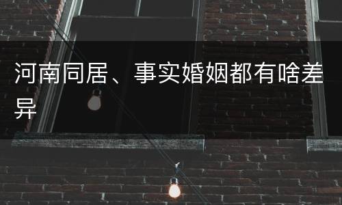 河南同居、事实婚姻都有啥差异