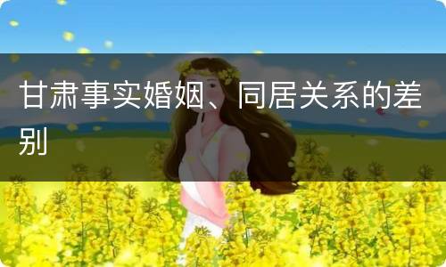 甘肃事实婚姻、同居关系的差别