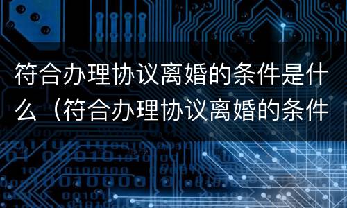 符合办理协议离婚的条件是什么（符合办理协议离婚的条件是什么样的）