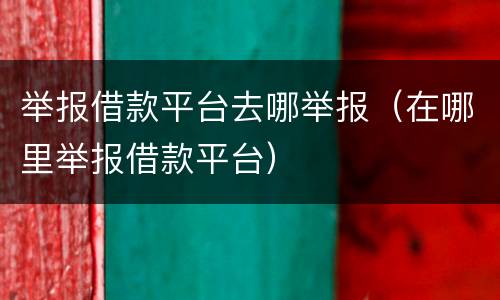 举报借款平台去哪举报（在哪里举报借款平台）