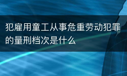 犯雇用童工从事危重劳动犯罪的量刑档次是什么