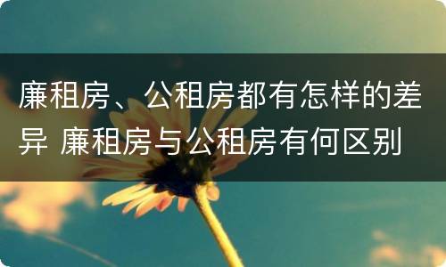 廉租房、公租房都有怎样的差异 廉租房与公租房有何区别