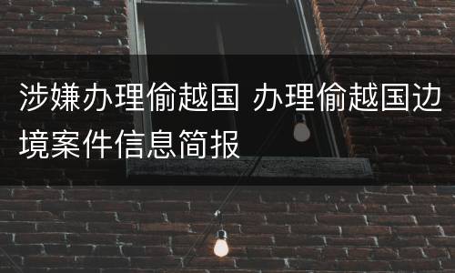 涉嫌办理偷越国 办理偷越国边境案件信息简报