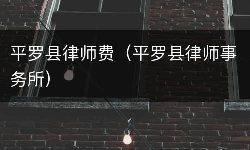 平罗县律师费（平罗县律师事务所）