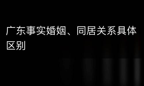 广东事实婚姻、同居关系具体区别