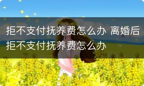 拒不支付抚养费怎么办 离婚后拒不支付抚养费怎么办