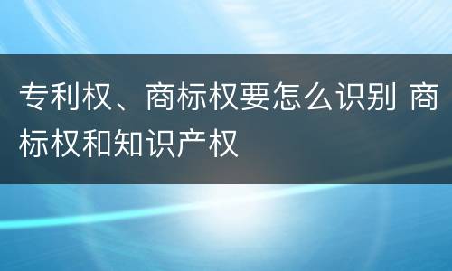 专利权、商标权要怎么识别 商标权和知识产权