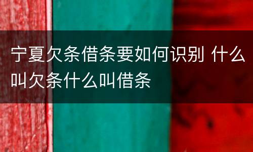 宁夏欠条借条要如何识别 什么叫欠条什么叫借条