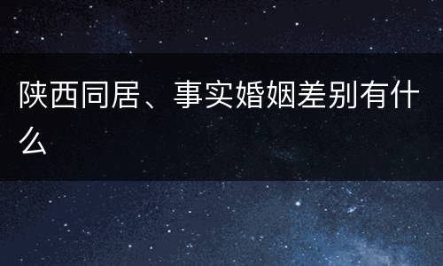 陕西同居、事实婚姻差别有什么