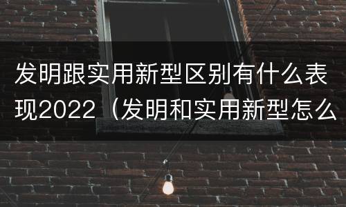 发明跟实用新型区别有什么表现2022（发明和实用新型怎么区分）