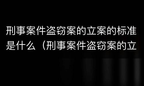 刑事案件盗窃案的立案的标准是什么（刑事案件盗窃案的立案的标准是什么意思）