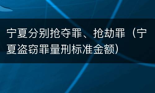 宁夏分别抢夺罪、抢劫罪（宁夏盗窃罪量刑标准金额）