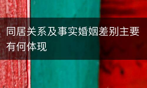 同居关系及事实婚姻差别主要有何体现